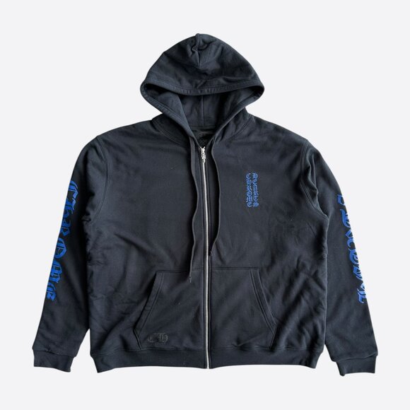 Chrome Hearts Black & Blue Script Logo Thermal Zip Up Hoodie - Picture 1 of 7